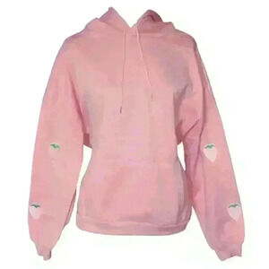 Strawberry Sleeve Pink Hoodie for Women